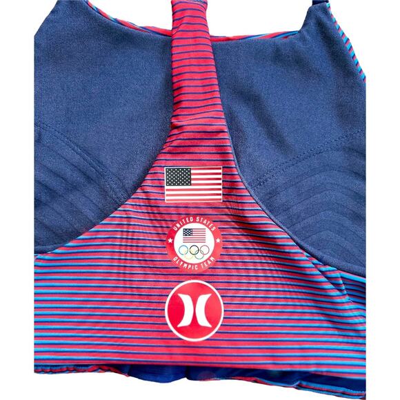 EUC Hurley High Neck Two Piece Swimsuit in Red/Blue Size Medium Top/Small Bottom - Picture 9 of 15